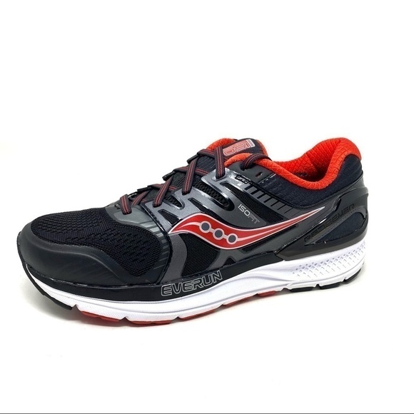 Saucony Men’s Redeemer ISO 2 grey black red athletic running shoes